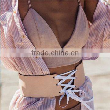 PU Leather Waistband Rectangle Khaki photo-3