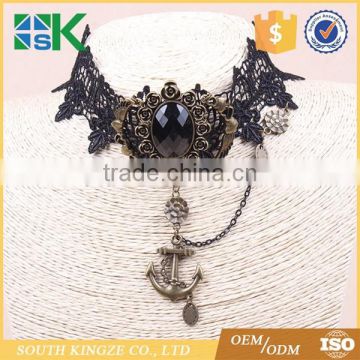 Lace Jewelry Europe and the United States retro black lace necklace anchor shape women 's false collar