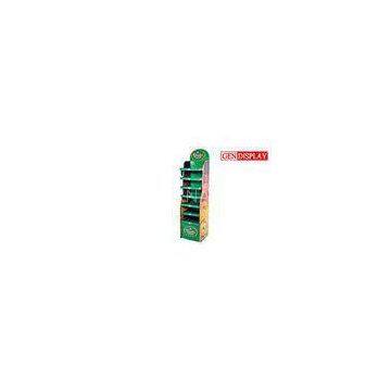 Green Store Retail Cardboard Display Stand Shelves With UV Coating