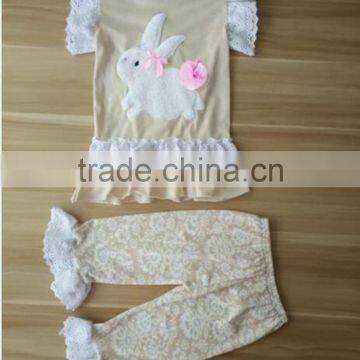 Conice Latest Design Summer Bunny Short Boutique Clothing Easter Holiday Wear Clothing Set For Girls