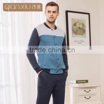 Super Grade Qianxiu Wholesale Long Sleeve Couples Home Suit Buttons Down Women Thermal Pajamas photo-4