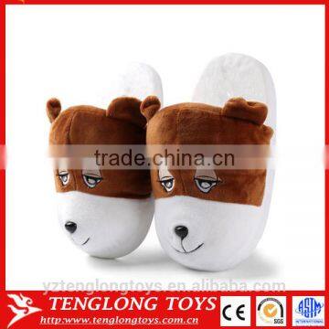 Fleece upper&cotton padded sole animal head indoor slippers