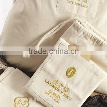 Promotional Natural Cotton Canvas Drawstring Hotel Laundry Bags