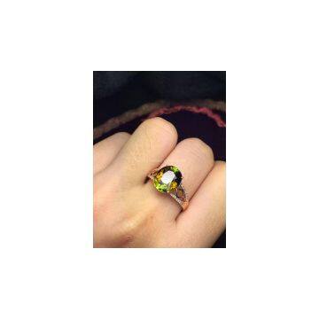 Neffly Jewelry Natural Tourmaline 18 k Gold Ring Set With Diamonds. photo-3
