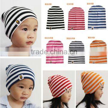 2016 hot stripe children crazy hats combed knit cotton baby caps and hats M6033108