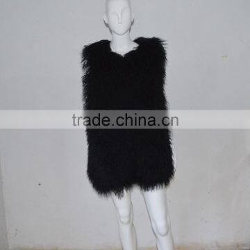 SJ036-01 2017 New Fashion Hipe Length Real Fur Vest for Girl or Women photo-2