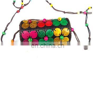 Flower Design Girls Smart Round Coconut Shoulder Bag
