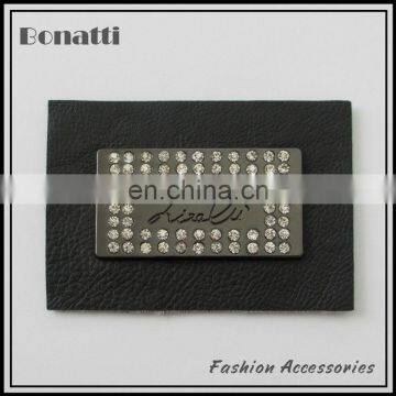 Rhinestone pu Leather Labels or Patches for Garment and Bags