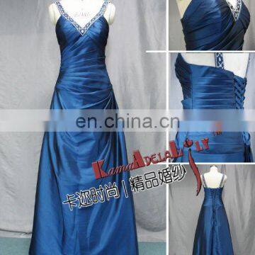 E2146 A line V neck strap Gorgeous pleated Ball gown classic long evening dress