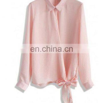 Relaxed Self-tie Wrapped Top in Pink photo-3