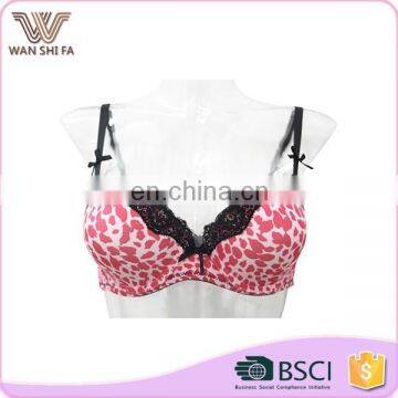 Red leopard print black lace adjustible shoulder strap latest fashion sexy bra