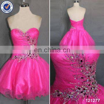 New arrival hot pink sweat heart short puffy prom dress