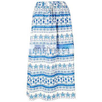 BLUE STRIPE PRINT LONG SKIRT LIGHT SHADE