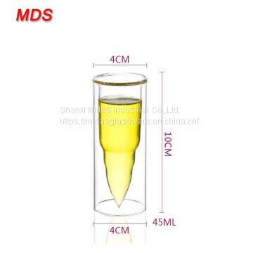 Transparent Glassware High Borosilicate Double Wall Bullet Shot Glass photo-2