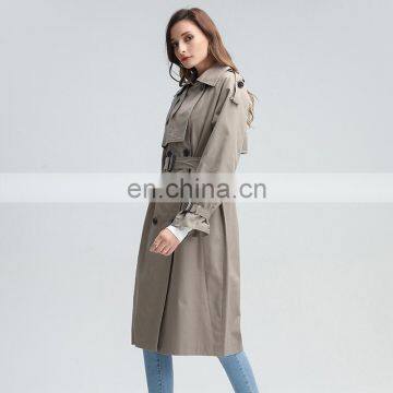 TWOTWINSTYLE Women Windbreaker Lapel Long Sleeve High Waist Sashes Casual Asymmetric Patchwork