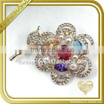 Shining Colorful Rhinestone Flower Brooches FB057