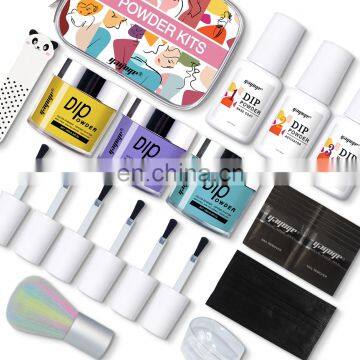 Private Label Nail Dipping Powder Starter Kit 3 Colors yellow blue purple Manufacture wholesale Dip