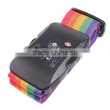 Geekdigg TSA 3-dial Luggage Straps Lock Adjustable Suitcase Travel Belt Rainbow