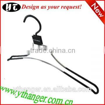 MH-YT-002 silver colored metal velvet flock hanger anti-slip for clothes