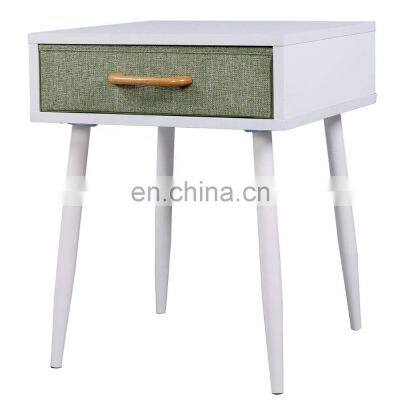 Corner Nightstand Bedroom Living wood side cabinet design Green Drawers