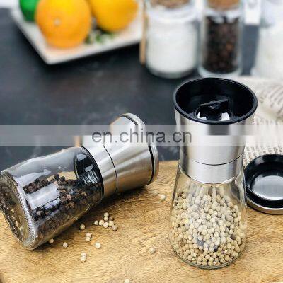 Sustainable Ceramic and Stainless Steel Salt Pepper Shaker Grinder With Adjustable Coarse