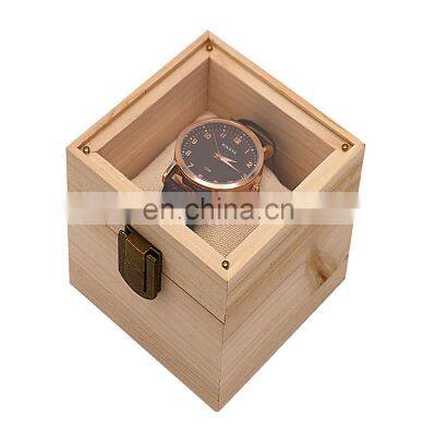 Unique Luxury OEM Factory Watch Box with Custom Logo Small Gift Display Box 1 slot 2 Natural Wood Watch Box,