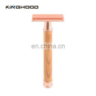 Mens Razor Double Edge Shaving Razor Blade Custom Wooden Handle Safety Razor