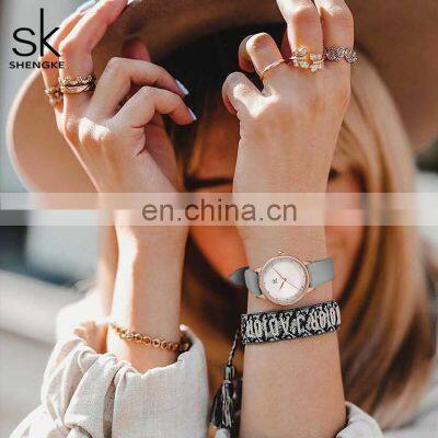 SHENGKE Fancy Ladies Quartz Wrist Watches Simple Dial Fashion Leather Strap Beautiful Girls Watches Reloj Handwatch photo-5