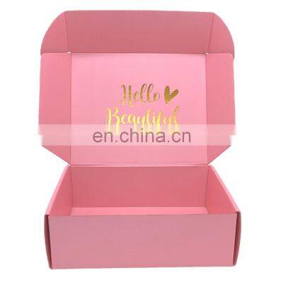 Factory Custom Luxury Printed Logo Pink Shipping Corrugated Custom Printed Delivery Carton Packaging Mailer Paper Board Box photo-3