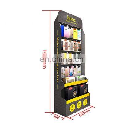 Hot Sale Supermarket Advertising Promotional Mobilephone Earphone headphone Cardboard Paper Displayed Stand Shelf Rack