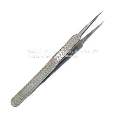 High elastic fine high-precision stainless steel pointed tweezers ST-14 hardbound with texture