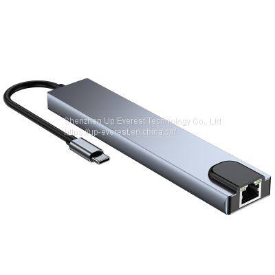 Aluminum Alloy USB Hub 8 in 1 Hub HDMI*1+RJ45+USB3.0*1+USB2.0*1+micro SD*1+SD*1+PD*1+PD2.0*1 Hub photo-4