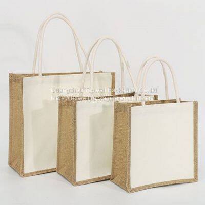 Wholesale Plain Hessian Shopper Bag Custom Printed Large Natural Eco Friendly Burlap Jute Shopping Tote Beach Bag With Logos photo-4