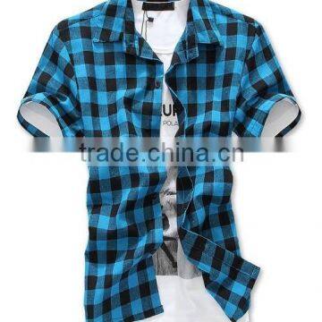 Men new design casual shirt plain blue shirt