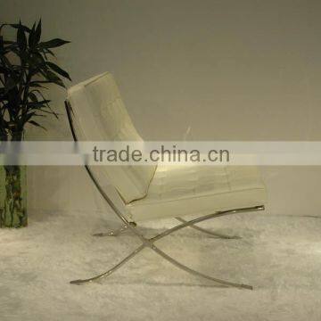 Replica High Grade Italian Genuine Leather Ludwing Mies Van Der Rohe Cream Color Barcelona Leisure Sofa for Living Room photo-2