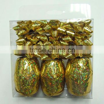 Holographic Ribbon Bow and Ribbon Eggs/Wholesale Gift Ribbon Bow with Elastic Loop