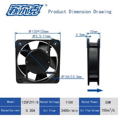 High Efficiency Axial Fan AC Fan 110V 230V 400V 50/60Hz for Energy Storage (K-AC13532-Series) Industrial Axial Exhaust Cooling Fan