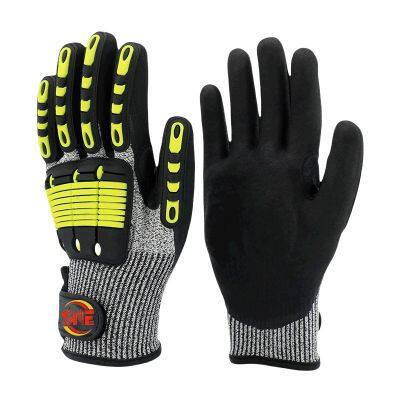 Snellsafety 13 Gauge HPPE  Nitrite Sandy Cut Resistant Abrasion With TPR Impact Safety Glove