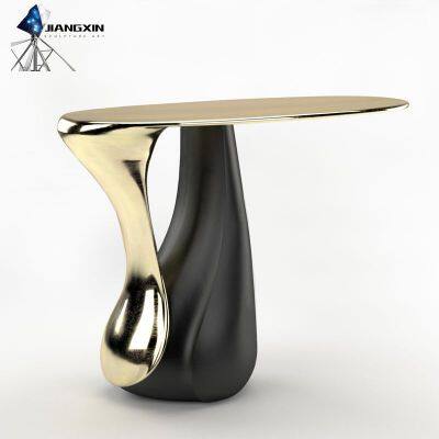 Simple stainless steel coffee table -- Mirror-polished core of modern living space