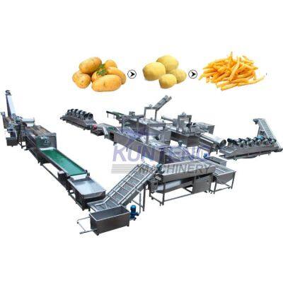 Automatic Fish Frying Equipments Frozen French Fries Production Line French Fries Production Line