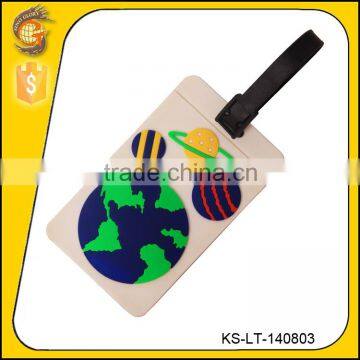 good quality white globe pattern soft pvc classic luggage tag