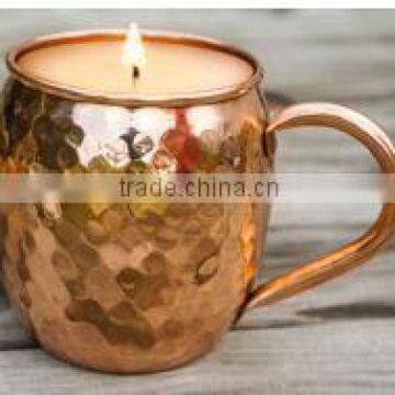 12Oz Hand Hammered Antique Finish Copper plated Moscow Mule Candle Mug                        
                                                Quality Choice