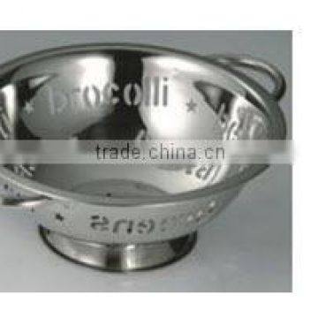 Stainless steel Colander words Punching