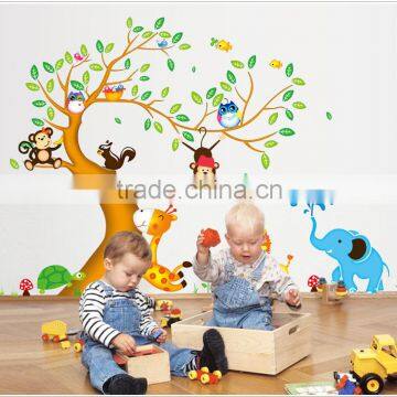 2016 New Wall Sticker PVC Cute Children Cartoons Animal Tree Home Decal Removable wall vinyl