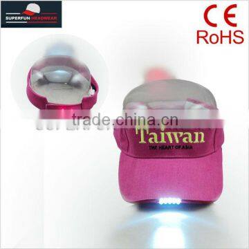 factory supply high quality LED visors with two red lights on hook and loop