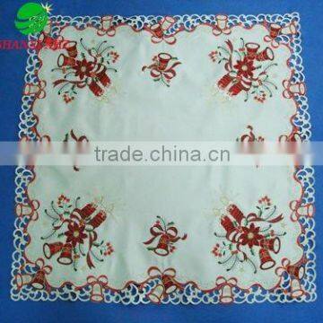 100% polyester embroidery christmas table cloth with cutwork houseware household textile