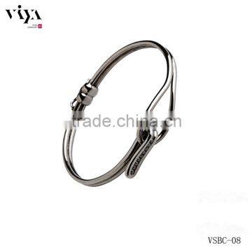 925 STERLING SILVER JEWELRY MINI RIVIERE SILVER BLACK DIAMOND EASY WEAR BANGLE photo-4