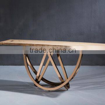 Hot Sale Modern Wooden Console Table Long Narrow Stainless Steel Base For Home Use