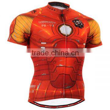 100%polyester Sublimation Iron Hero Print Cycling Top Shirt Out Door Sport Wear