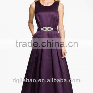 Satin Floor Length Scoop Grape Mother Of The Bride Dress